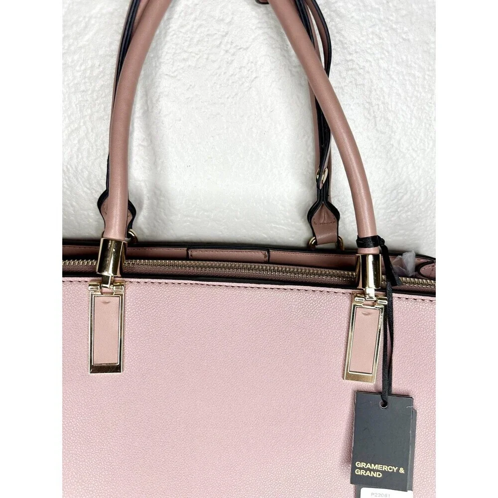 Gramercy & Grand Satchel Bag Womens Medium Pink Faux Leather Vegan Zip Purse